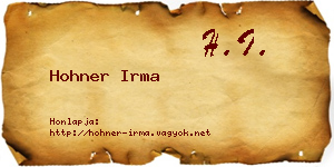Hohner Irma névjegykártya