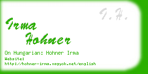 irma hohner business card